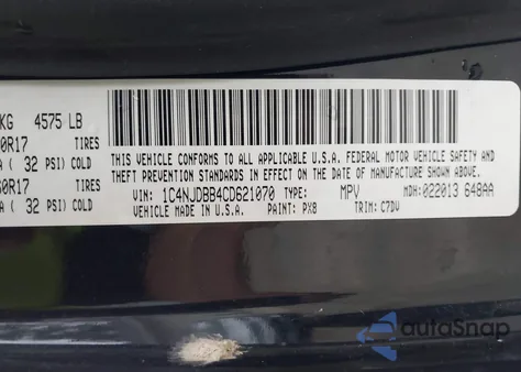 2012 Jeep Compass Sport z USA, uszkodzony, nr VIN 1C4NJDBB4CD621070